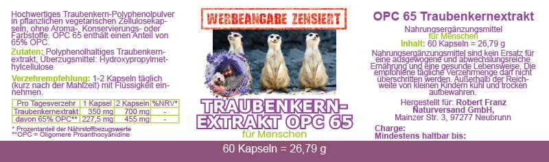 Traubenkernextrakt - OPC 65